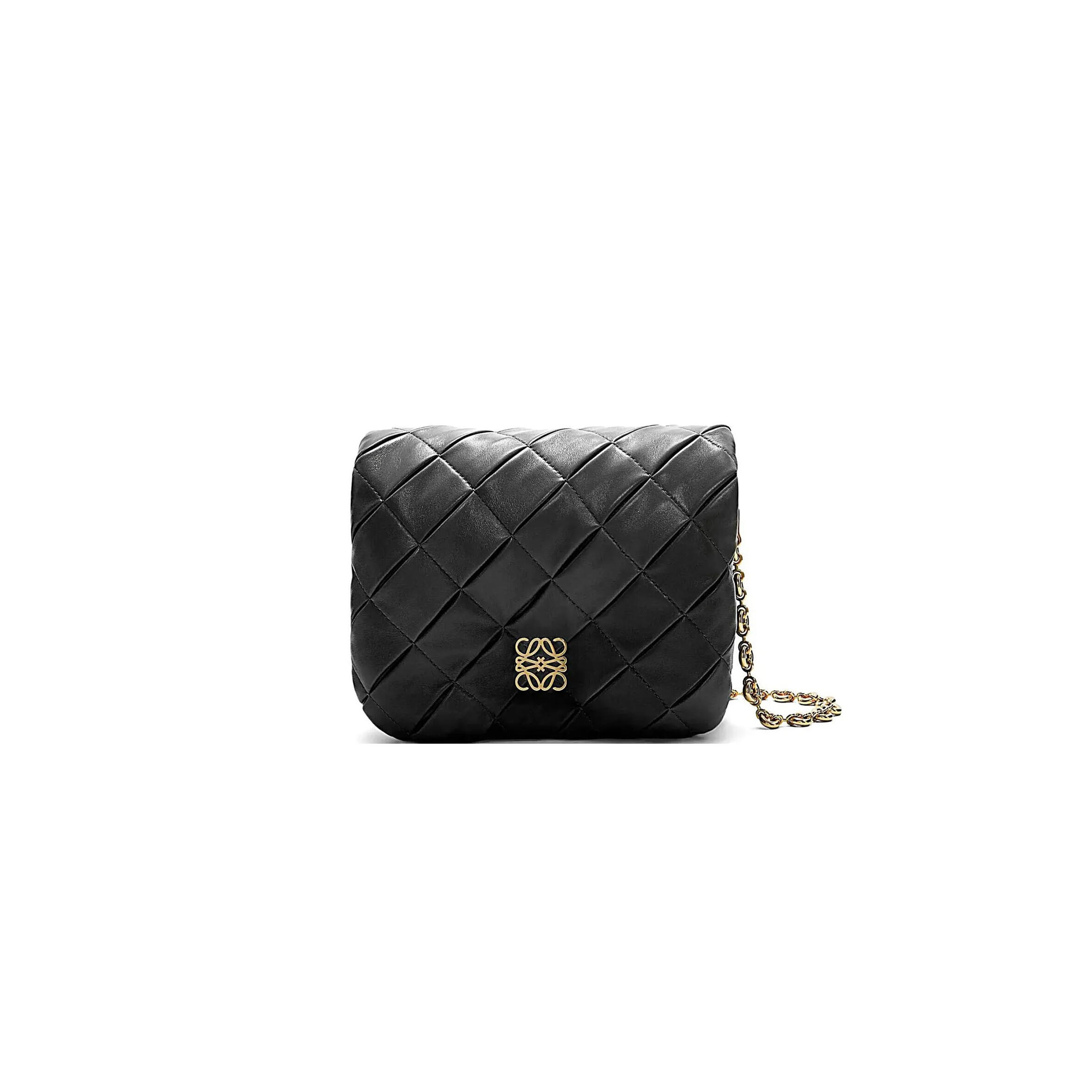 L0ew* puffer goya pleated leather shoulder bag a896p41x14 (23*17*9cm)